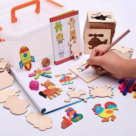 ❁☸ Combo 2 bộ khuôn tập vẽ cho bé sáng tạo