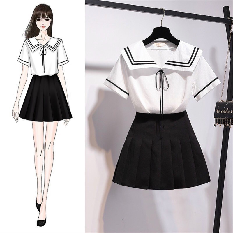 Set áo váy thủy thủ nơ dễ thương cho bé gái BGB121026  Bé Xinh Shop