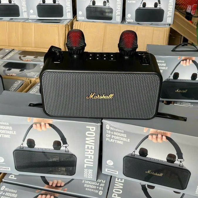 Loa bluetooth marshall power ful karaoke tặng kèm míc công suất lớn loa không dây đài fm kèm micro máy hát karaoke ktv gia đình