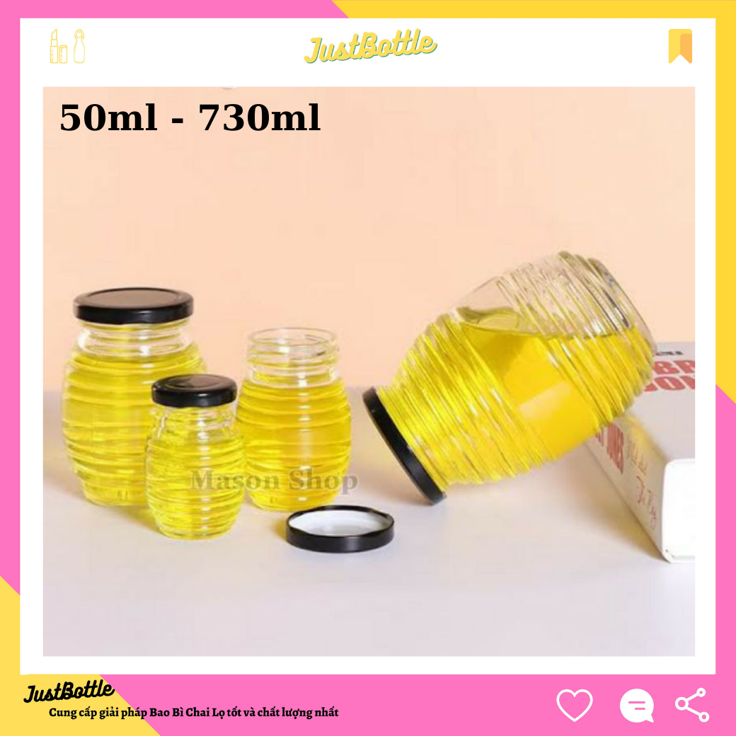 Lọ Đựng Mật Ong Thủy Tinh 100Ml 200Ml 350Ml 500Ml 700Ml Hũ Thủy Tinh Đựng Gia Vị Thực Phẩm Ngâm Mật Ong