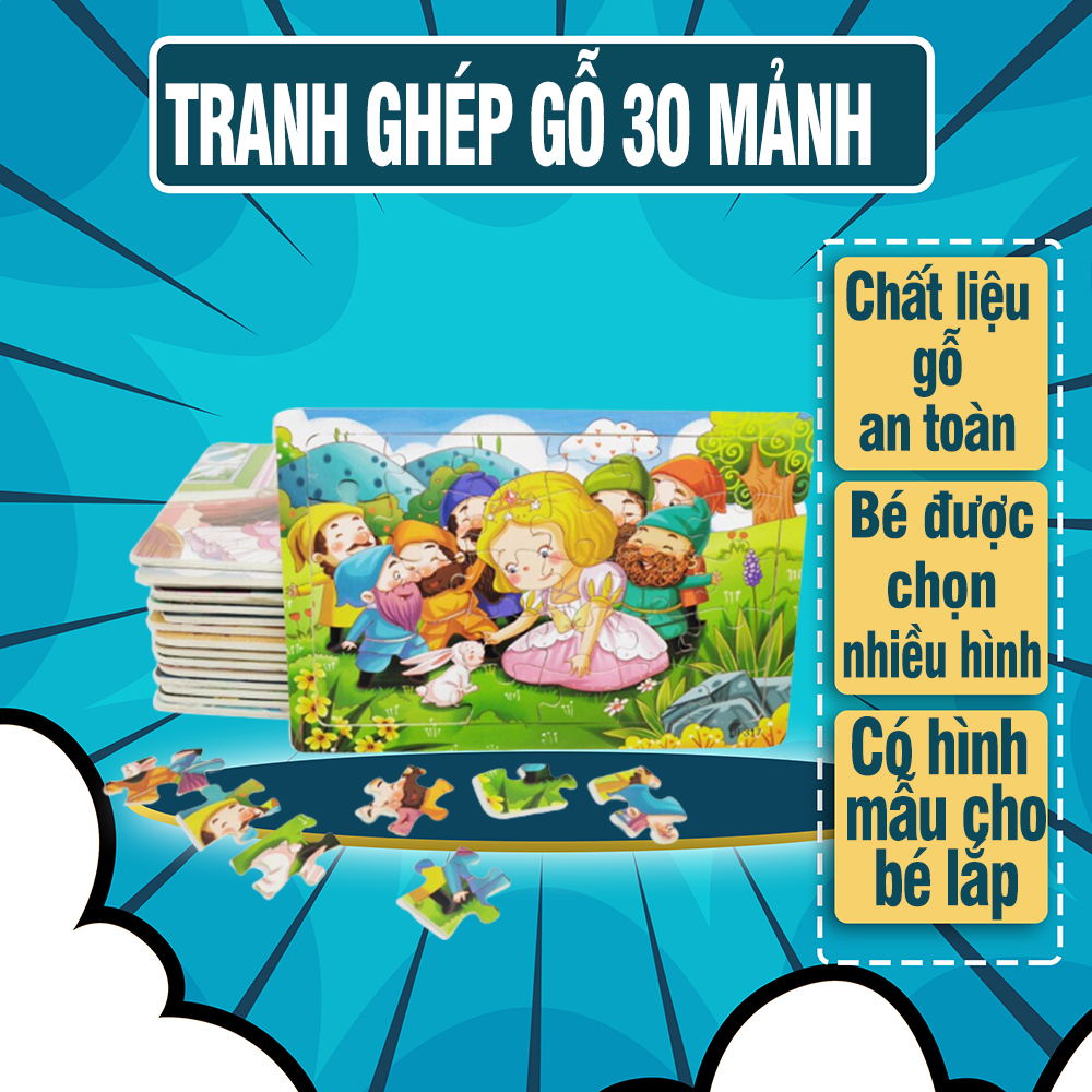 Tranh Gỗ Ghép Hình 30 Mảnh - Chất liệu gỗ cao cấp, nhiều hình lựa chọn - Tranh ghép gỗ, ghép hình gỗ, tranh xếp hình, bộ xếp hình, tranh ghep hinh cho be, bo do choi xep hinh, tranh ghep hinh 30 mieng, bo xep tranh ghep hinh - Luna Baby Store