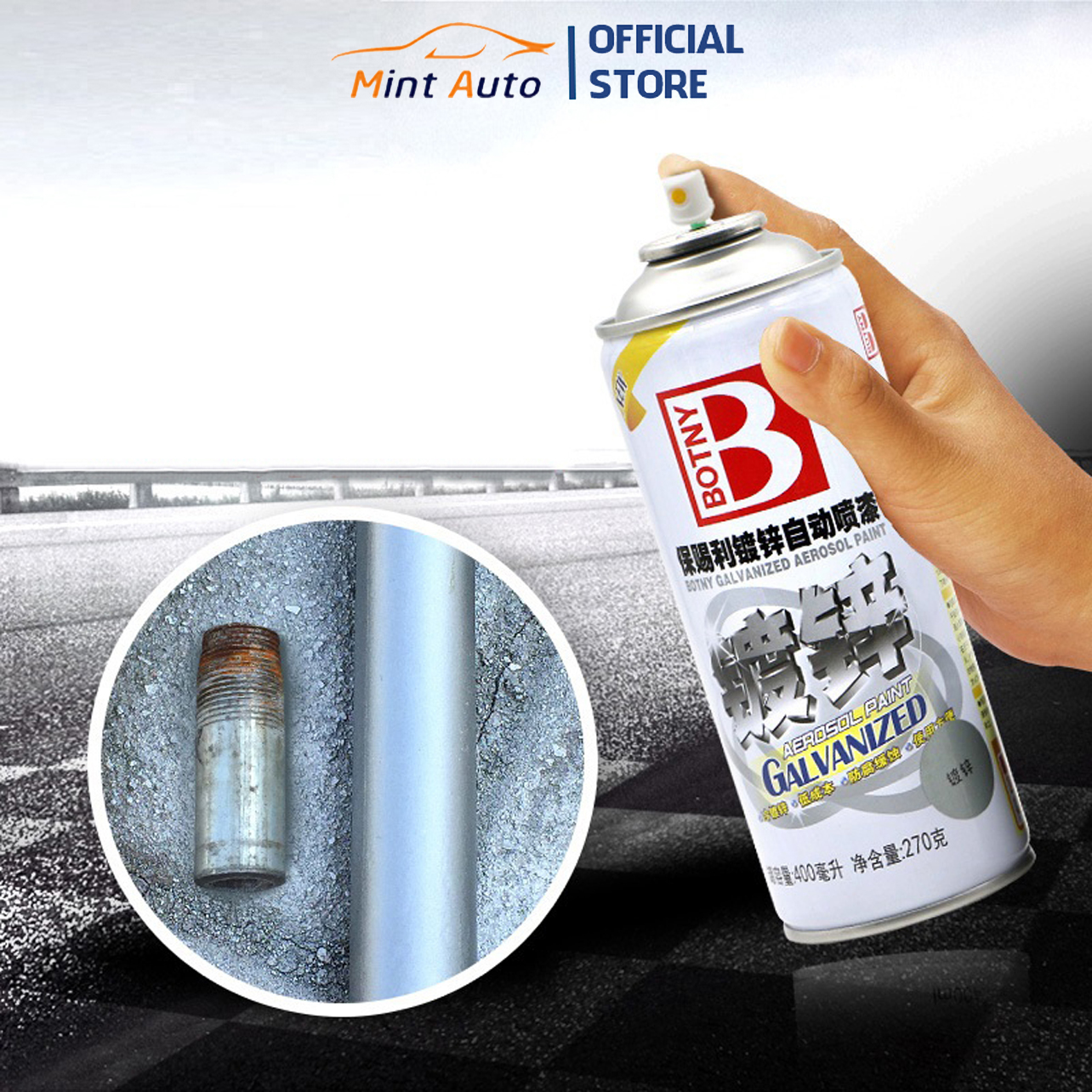 Botny b-1727 Volume 400ml anti rust active Chrome coat spray