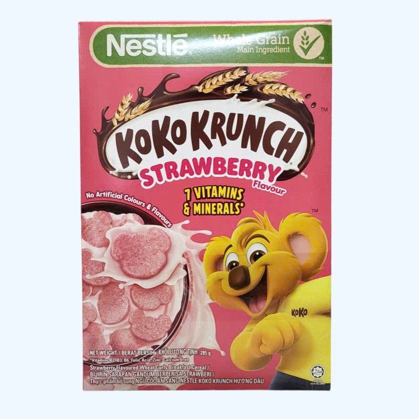 NESTLE -- Hộp HỒNG 285g -- NGŨ CỐC ĂN SÁNG HƯƠNG DÂU KOKO KRUNCH STRAWBERRY (HALAL)