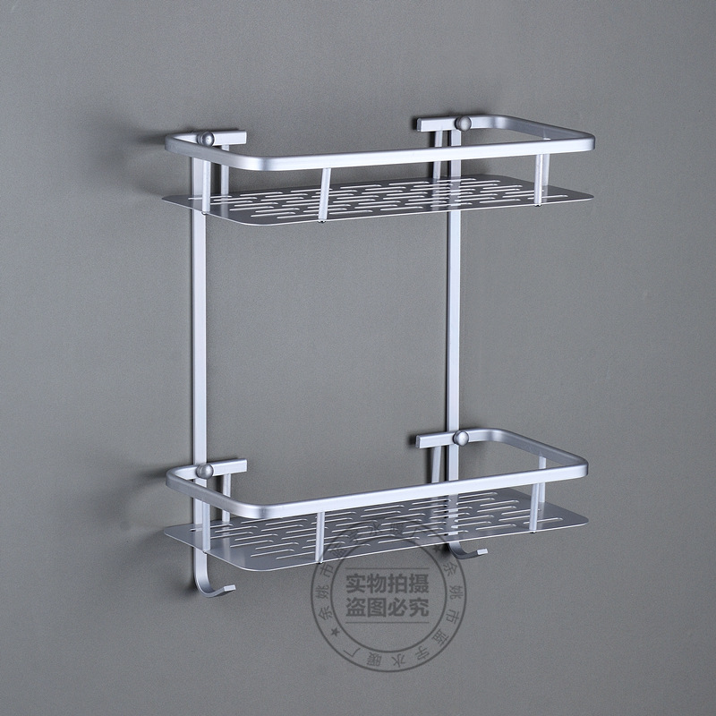 [HCM]Kệ nhà tắm 2 tầng có 2 móc - Giá kệ inox dán tường 2 tầng có móc treo - Kệ để đồ nhà tắm