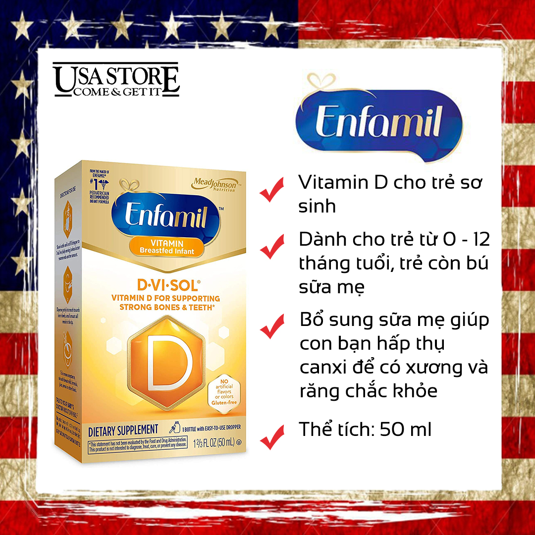 Vitamin D bổ sung cho trẻ sơ sinh Enfamil D