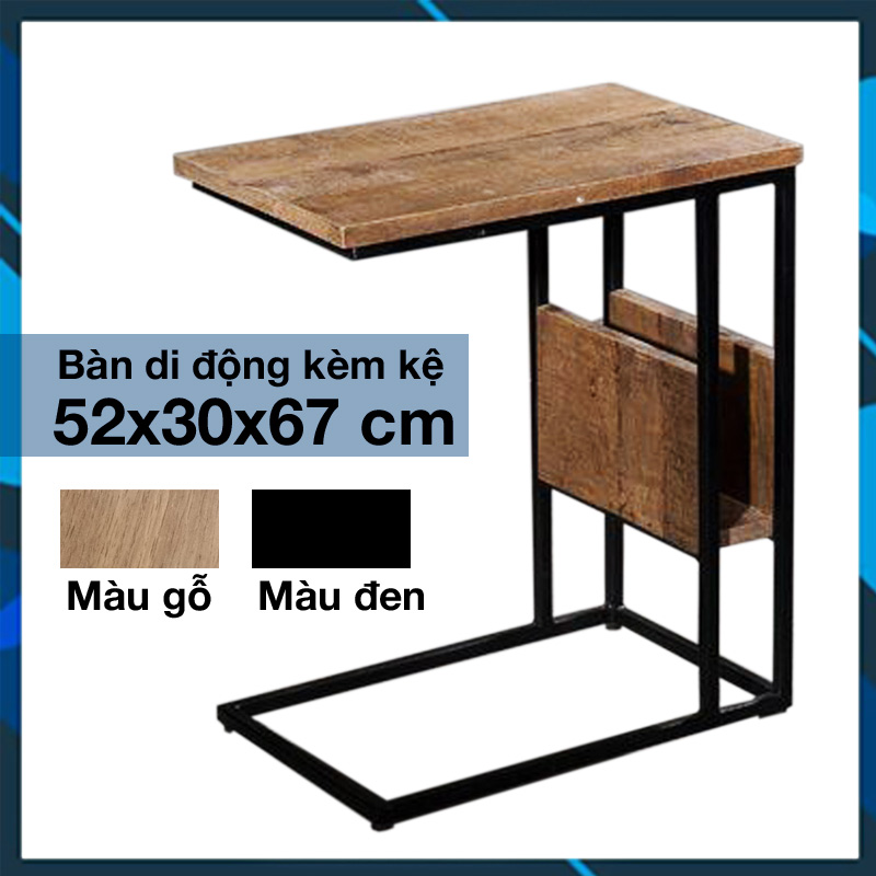 Bàn laptop mini đa năng chân sắt - bàn trà sofa phòng khách qab04-new 2022- kt tổng 52 x 30 x 67 cm