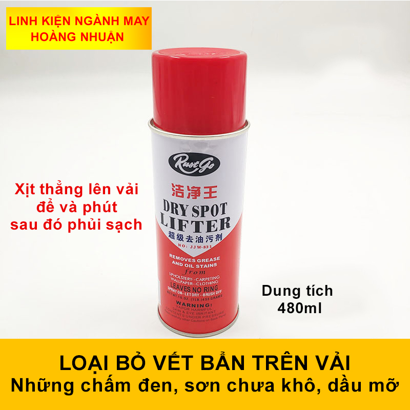 [HCM]Xịt tẩy dầu trên vải Rustgo 831 Dung tích 480ml Loại bỏ hết vết bẩn nào trên vải vóc như những chấm đen sơn chưa khô vết bẩn dầu mỡ