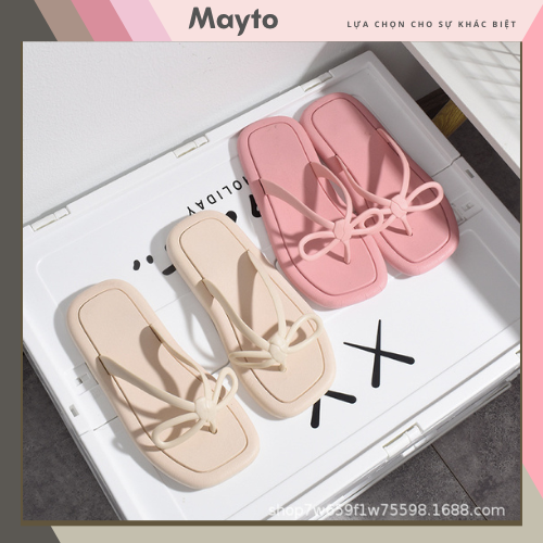 [FREESHIP MAX] Dép kẹp nữ đi biển kiểu dáng xỏ ngón phối nơ dễ thương DK-01 – MayTo