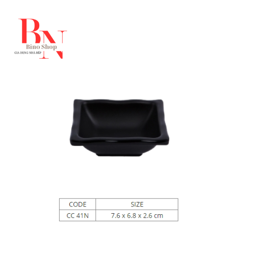 [HCM]5 Chén Nước Chấm Vuông Melamine Màu Đen– Fataco