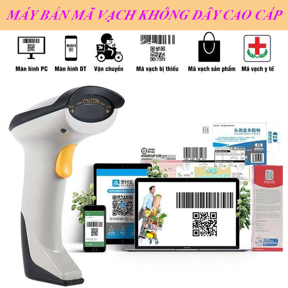Máy Quét Mã Vạch Giá Rẻ, Máy Bắn Mã Vạch Không Dây Cao Cấp, Máy Đọc Mã Vạch Cầm Tay. Công Nghệ Laser Tiên Tiến Nhanh Chóng - Hiệu Quả - Chính xác - Tiết Kiệm. Bảo Hành 1 đổi 1 - MUA NGAY. 3