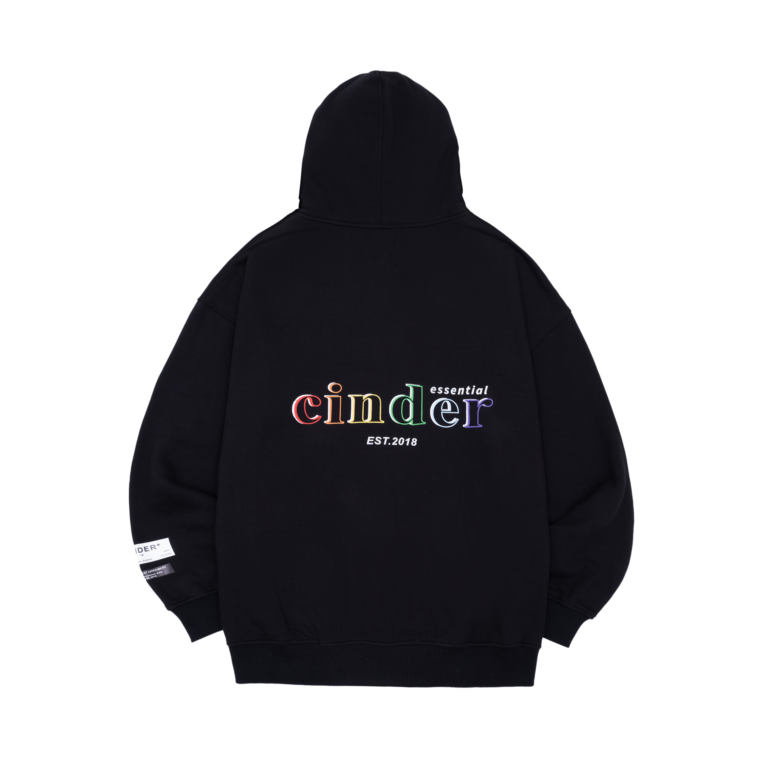 Áo hoodie zip basic cinder màu đen, áo hoodie form rộng nam nữ local brand chính hãng cinder
