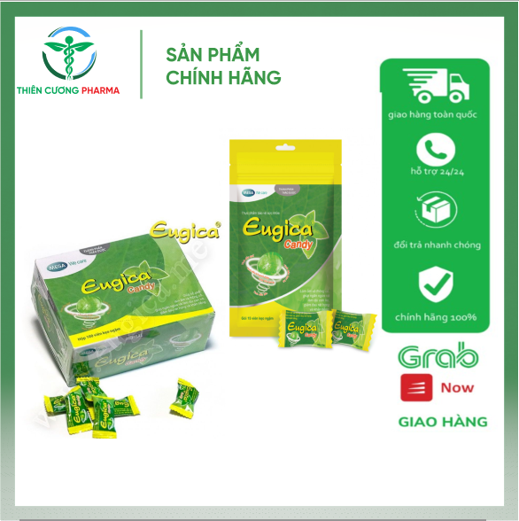 Eugica hộp 100 viên - Túi 300 viên kẹo ngậm giảm ho đau họng từ thảo dược - từ tinh dầu gừng, bạc hà, quế, khuynh diệp thomsoncare