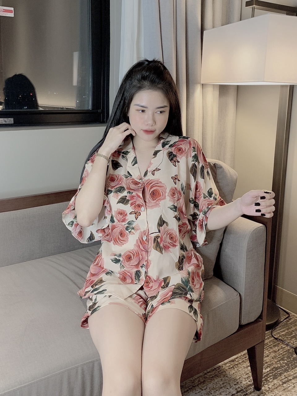 Bộ ngủ pijama đùi chất mango siêu mát