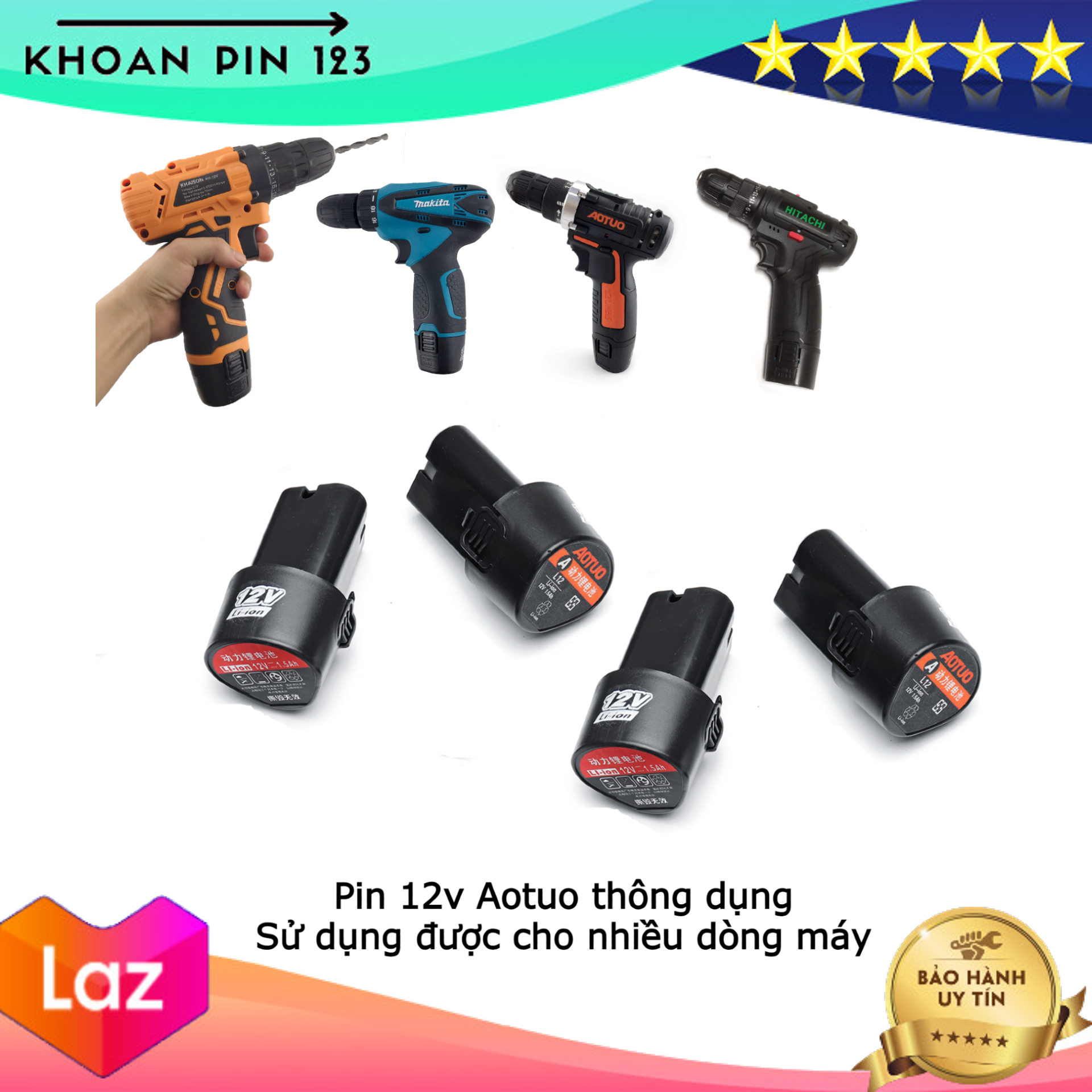 Pin 12v pin máy khoan pin 12v chính hãng Aotuo hàng nội địa