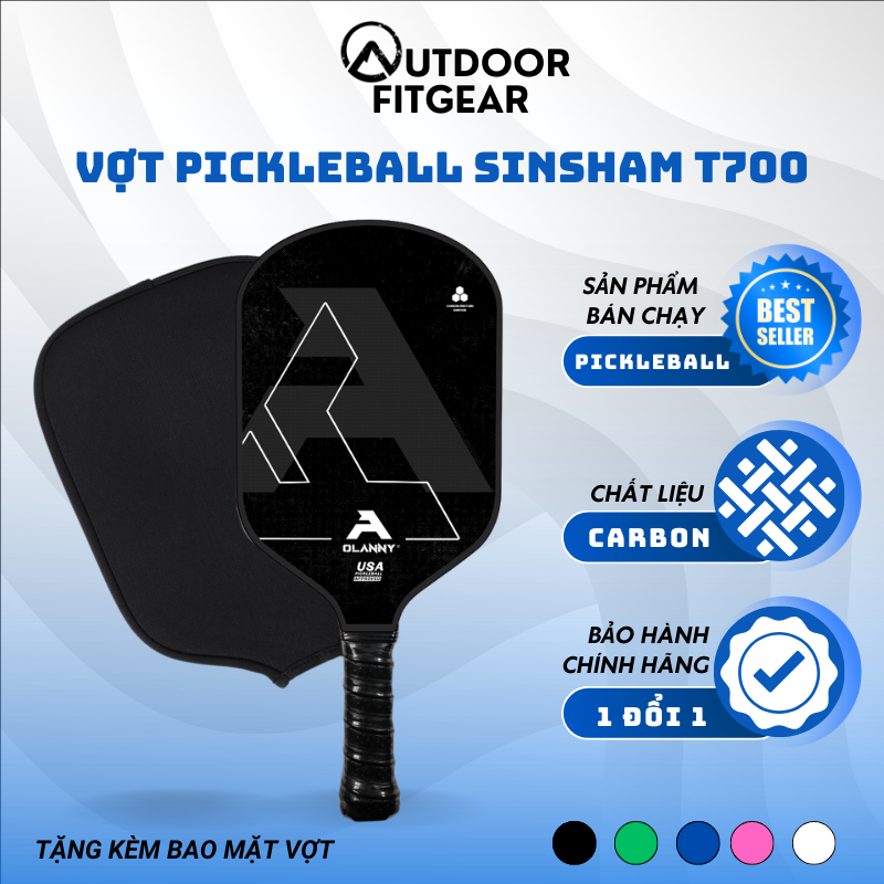 Vợt Pickleball 16MM T700 Sợi Carbon Bề Mặt Mờ Siêu Nhẹ TẶNG BAO VỢT