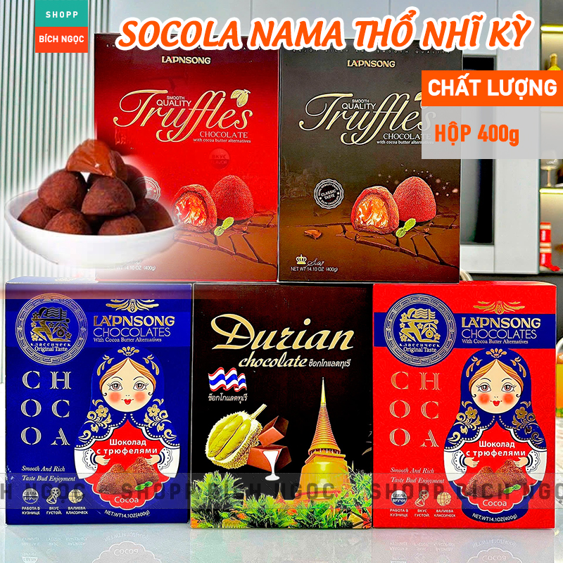 Socola Nama Thổ Nhĩ Kỳ cô gái, Socola Nama Truffles, Kết hợp vị Sầu riêng hảo hạng – Hộp 400g
