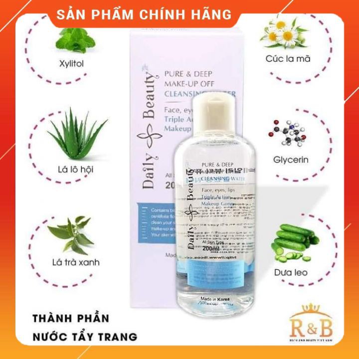 Nước tẩy trang Daily Beauty Pure & Deep Make-up Off Cleansing Water, Nước tẩy trang cho da dầu mụn