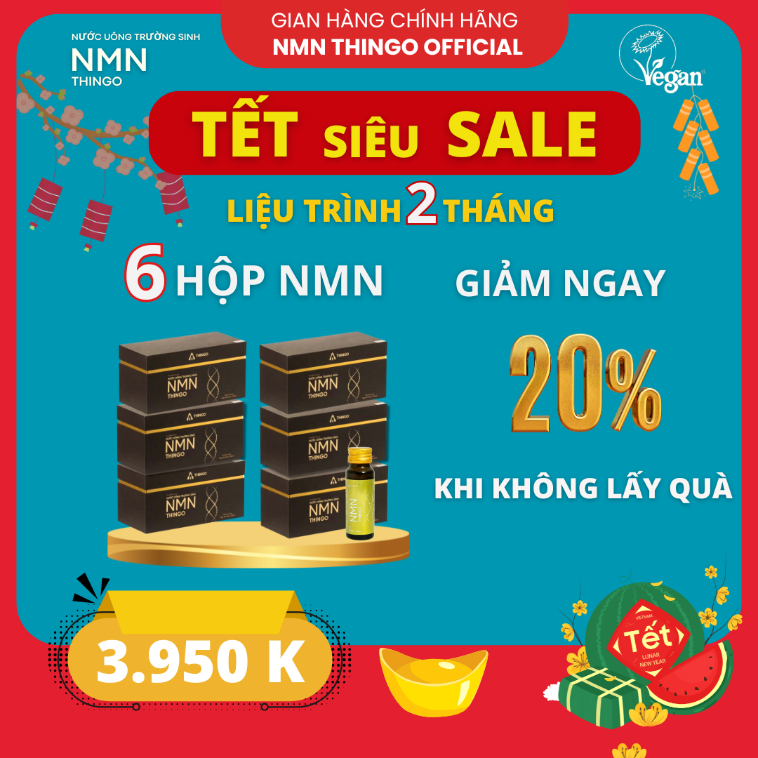 [SALE TẾT] Liệu trình 2 Tháng 6 Hộp NMN Thingo - Nước Uống Trường Sinh Tái Sinh Tế Bào - Tặng quà xịn