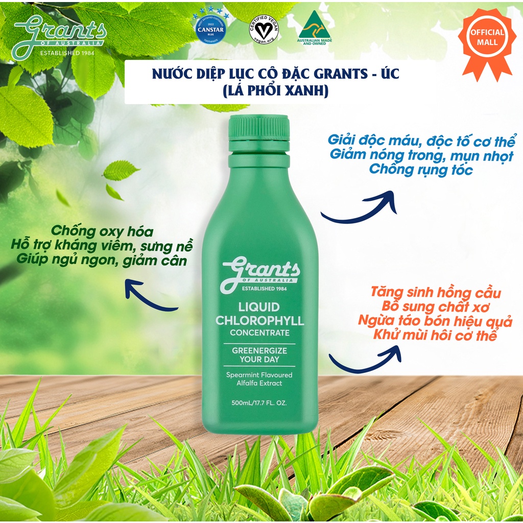 Nước diệp lục cô đặc Grants Of Australia - chai 500ml