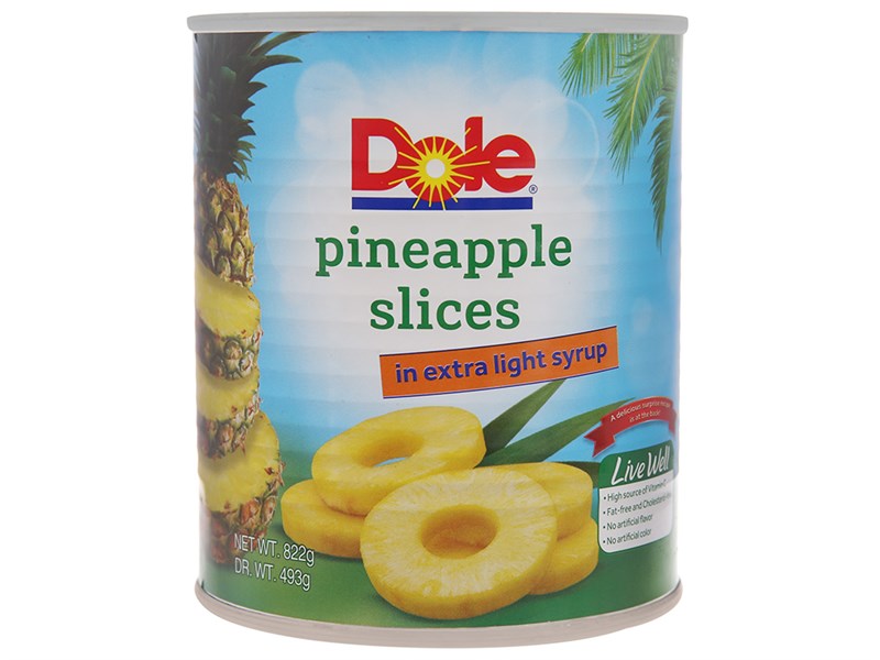 Dứa Ngâm nguyên lát Dole hộp 822g