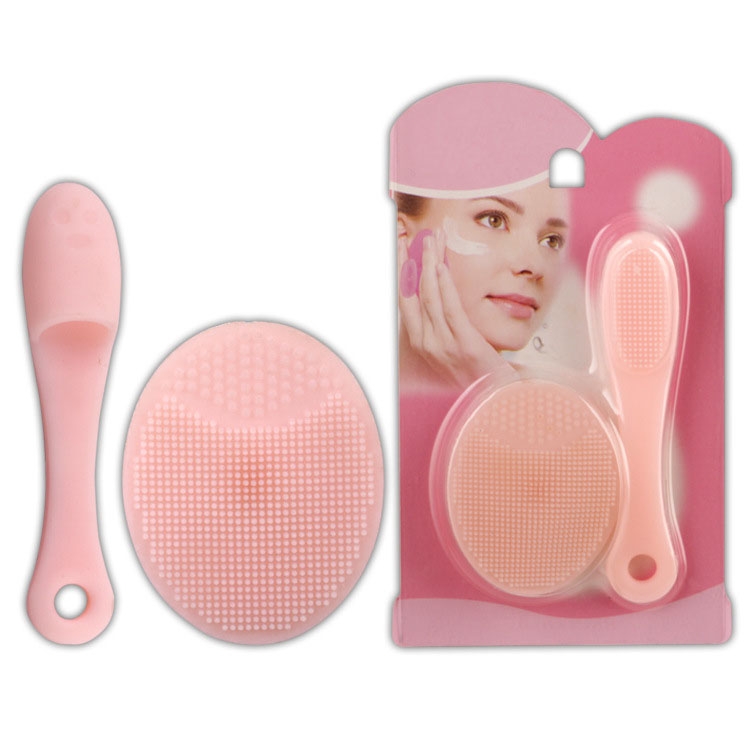 Set Cọ Rửa Mặt Silicon 2 Món : Miếng rửa mặt + Cây tẩy mụn đầu đen