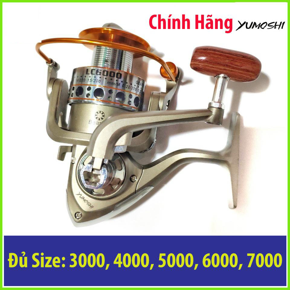 Máy câu cá yumoshi lc 3000 4000 5000 6000 7000 - máy câu kim loại, máy câu đứng, giá rẻ