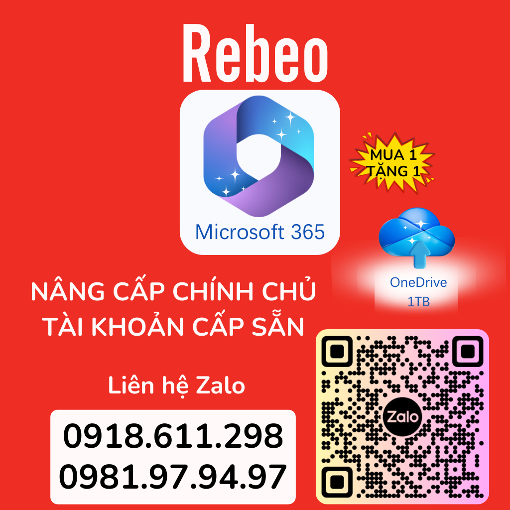 Office 365 Nâng Cấp Chính Chủ Phần Mềm 1 Năm ,Tài Khoản Tạo Sẵn Vĩnh Viễn Microsoft 365 - REBEO Shop