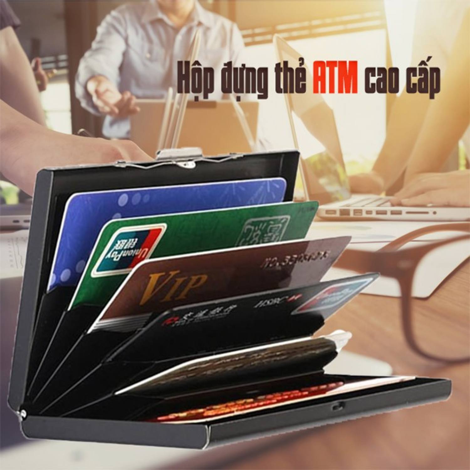 Ví đựng thẻ ATM inox 6 ngăn chống scan Rfid