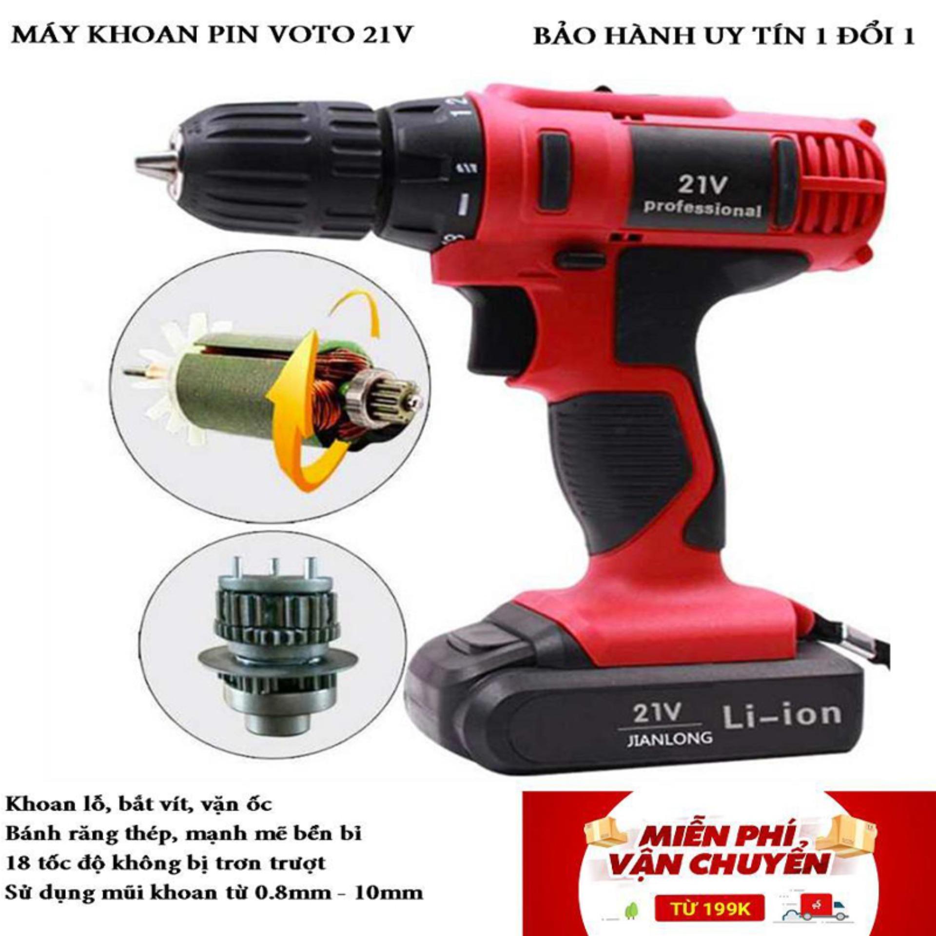 May ban vit khong day, khoan cam tay khong day, khoan pin voto 21v-h91 mạnh mẽ đa năng, bắt vít, vặn ốc, khoan, bảo hành 1 đổi 1 toàn quốc
