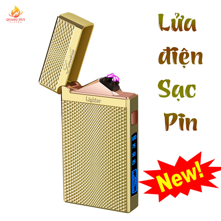 Bật lửa độc lạ sạc pin, hộp quẹt điện tử tạo 4 tia lửa plasma chống gió độc đáo