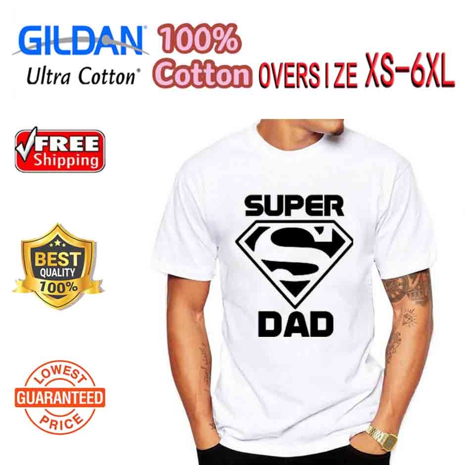 Áo thun cotton oversize in chữ Super Dads Day For Papa Grandpa Son Brother Super Dad Papa Dady