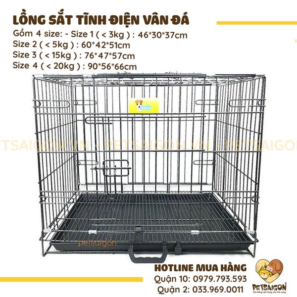 Lồng sắt tĩnh điện vân đá cho chó mèo