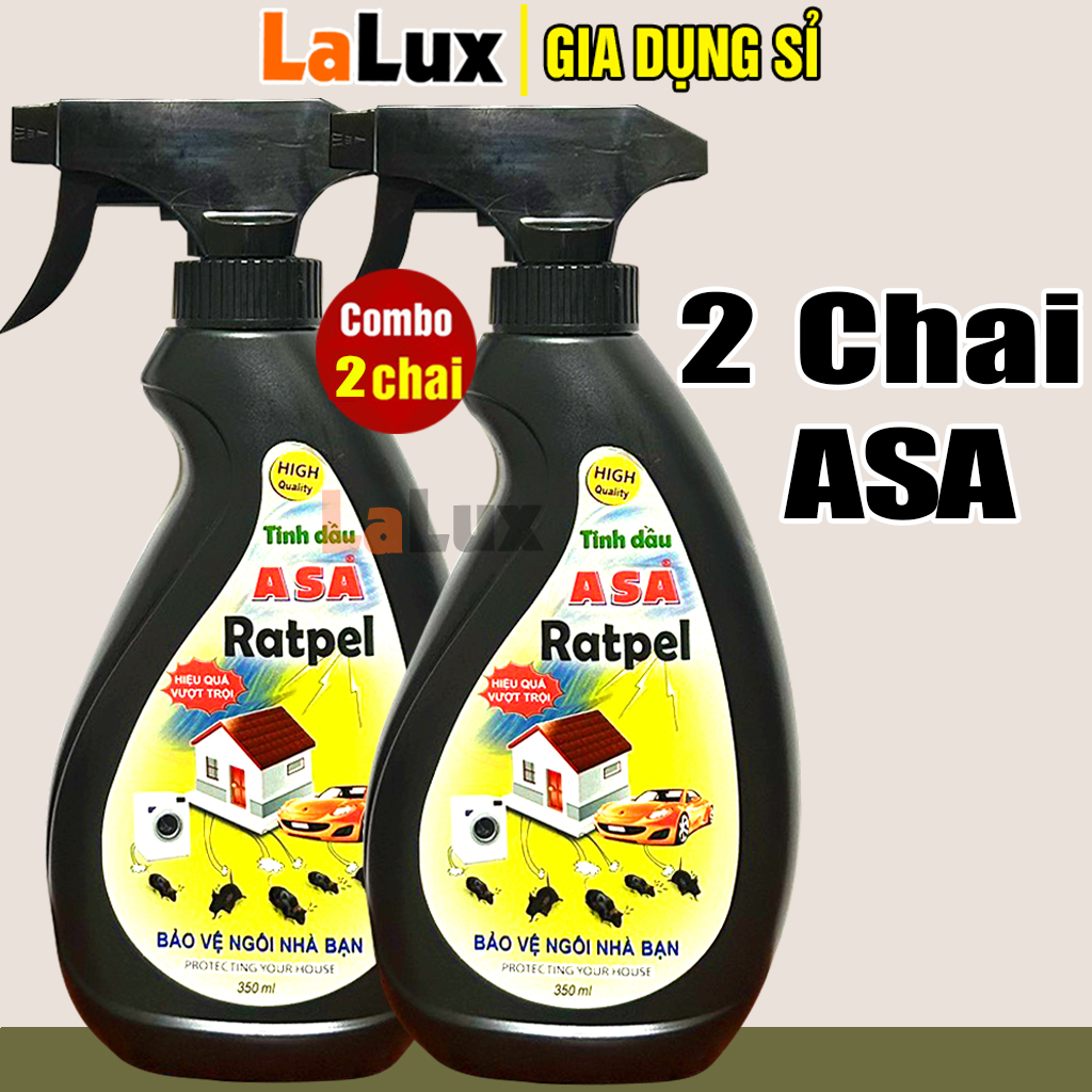 COMBO 2 Chai Xịt Đuổi Chuột Sinh Học ASA Chai 350ML  -  Xịt Đuổi Chuột Ô Tô , Tinh Dầu Bạc Hà Đuổi Chuột , Bình Xịt Gián , Chai Xịt Gián Đuổi Côn Trùng LALUX