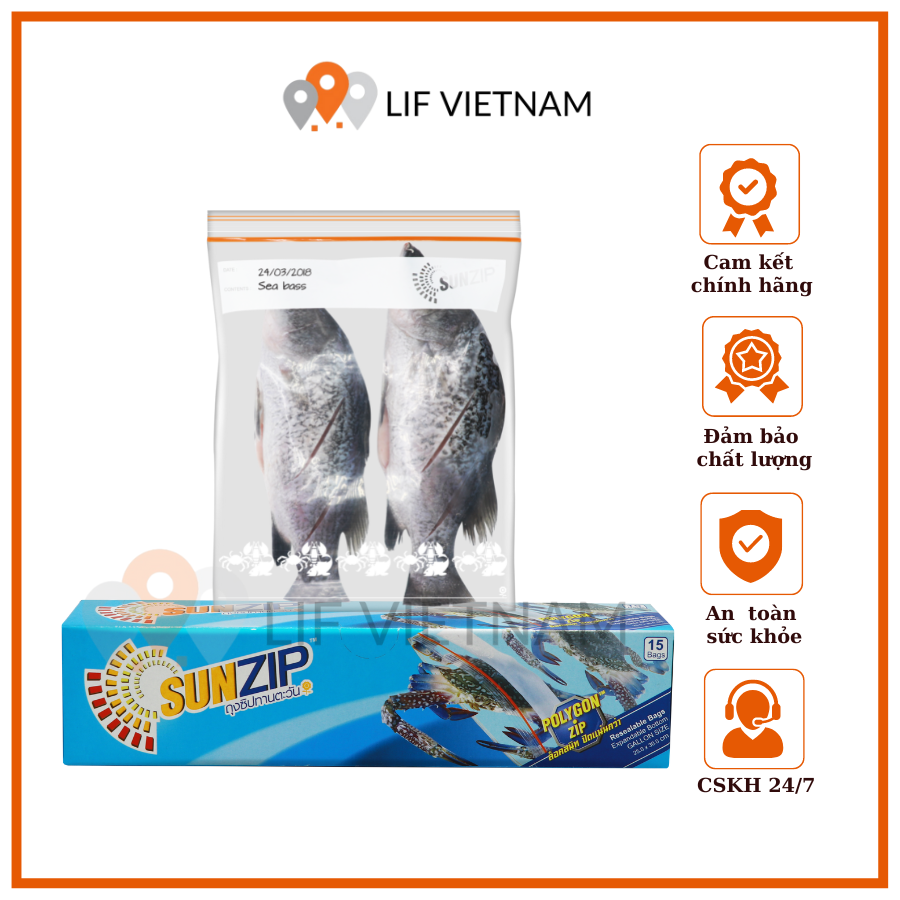 Túi zip đựng thực phẩm - sunzip non anti - size l