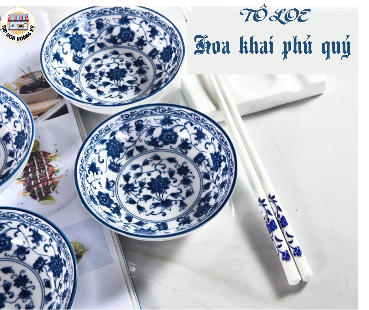 Tô loe gốm sứ 4d hoa khai phú quý đủ size