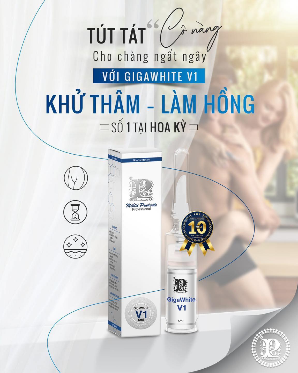 [HCM]Kem Trẻ Hóa Làm Hồng Vùng Kín GigaWhite V1 Từ Nuwhite Mibiti Prudente Professional Mỹ 5ml