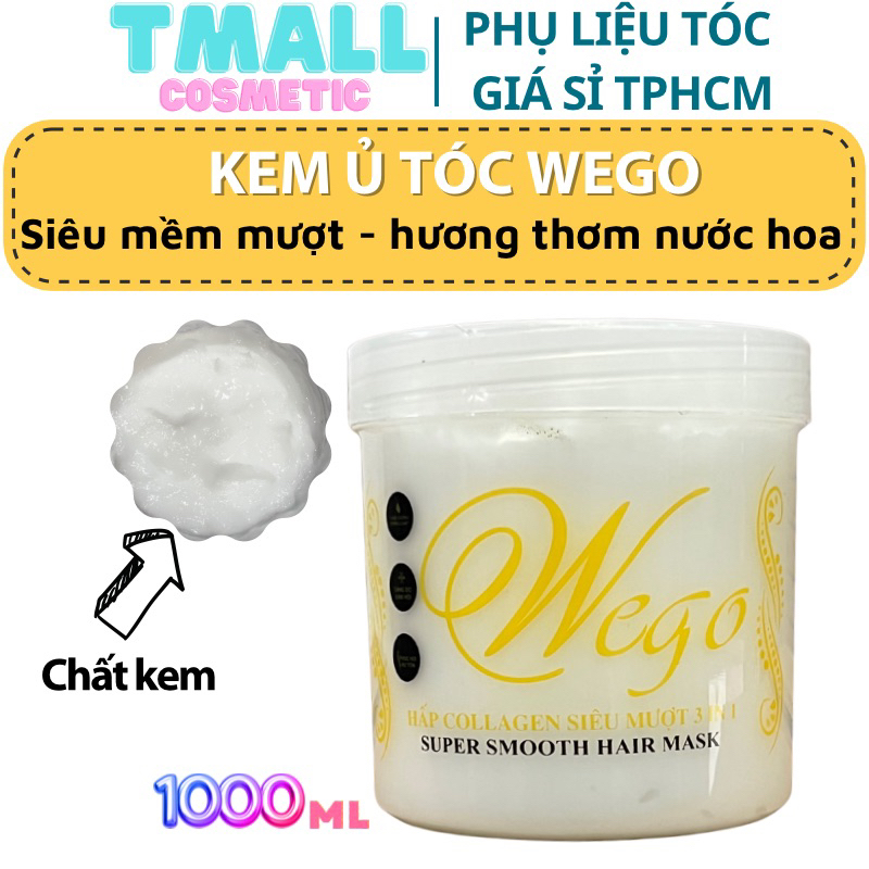 Kem ủ tóc wego 1000ml - ủ hấp tóc cung cấp dưỡng chất collagen siêu mềm mượt 3 in 1