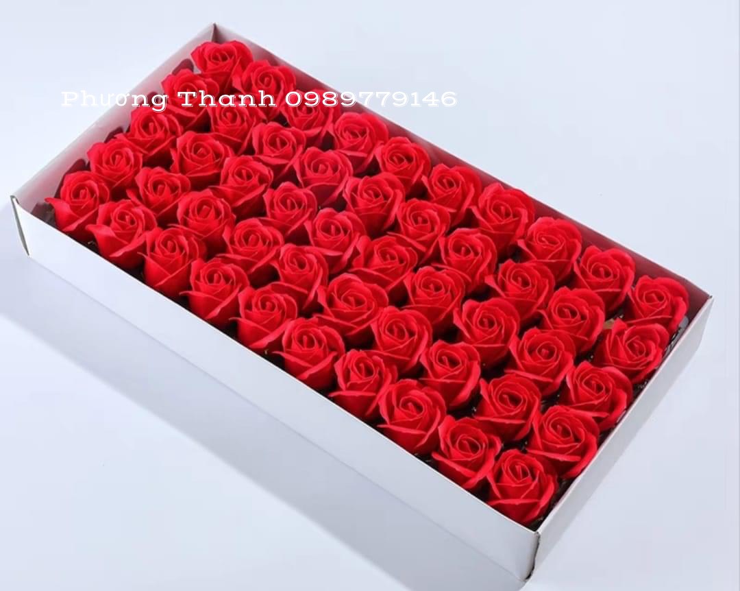 Hoa hồng sáp thơm, hộp 50 đầu bông