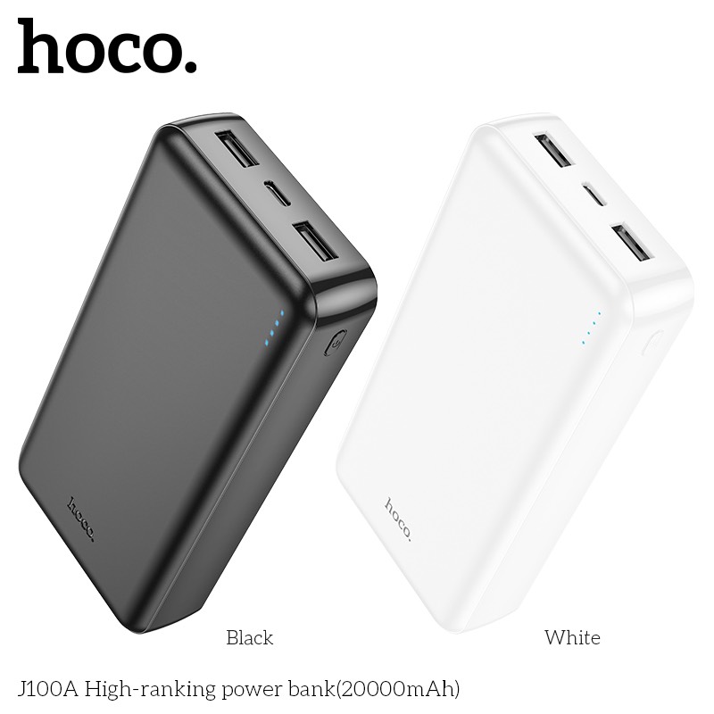 Pin sạc dự phòng hoco j100a 20000mah lõi li-polymer 2 cổng sạc output max 2a