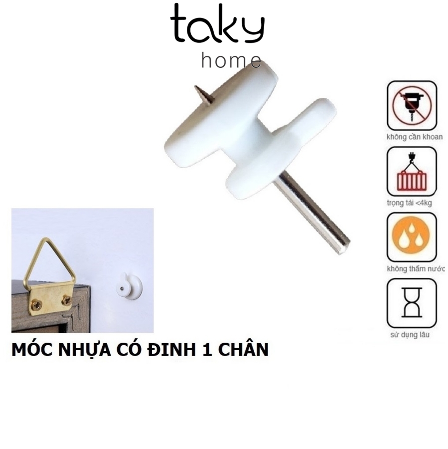 10 Móc Nhựa Đinh 1 Chân Đóng Tường Tiện Dụng, Móc Dán Tường Đa Năng, Nhanh Chóng, Chắc Chắn Treo Tranh, Ảnh và Đồ Dùng Nhỏ Gia Đình, Đóng Vào Tường Không Cần Khoan Đục. Takyhome 2219 Set10