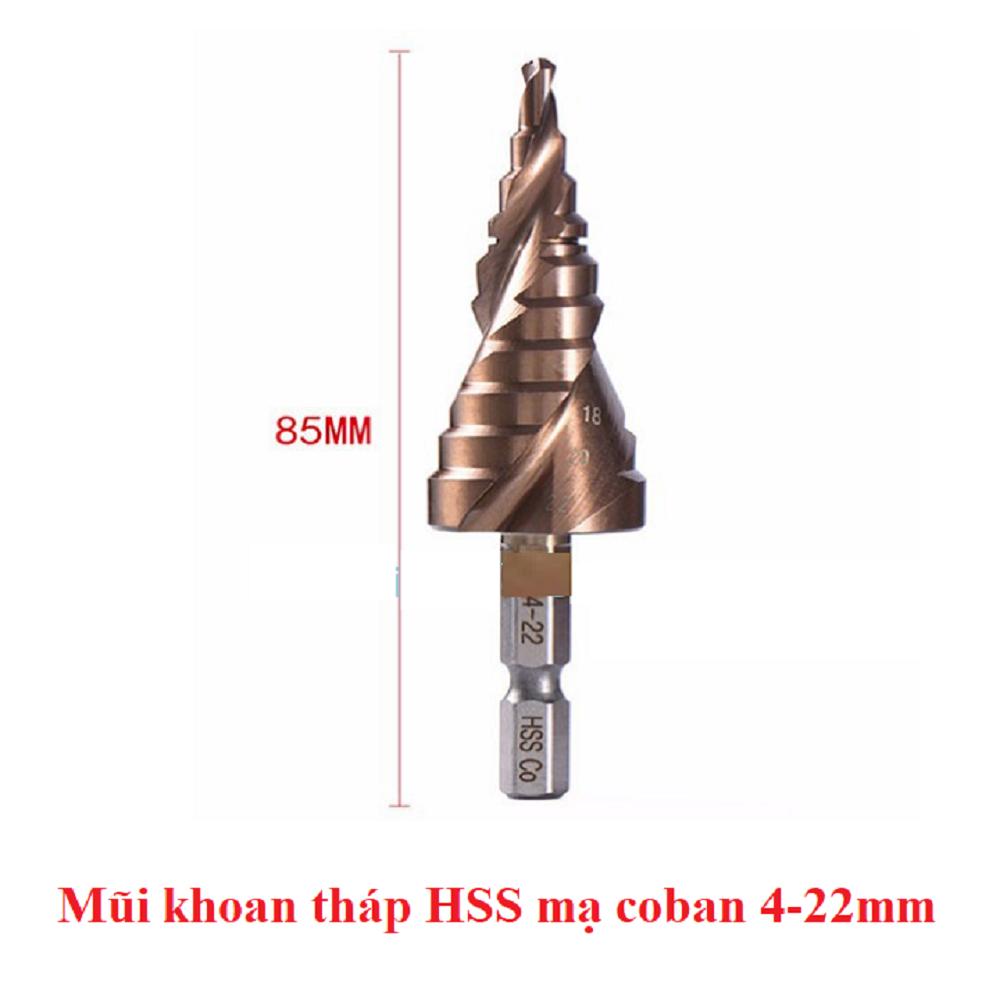 Mũi Khoan Tháp Xoắn Bước HSS Phủ Cô Ban M4-22mm Chuyên Khoan Inox