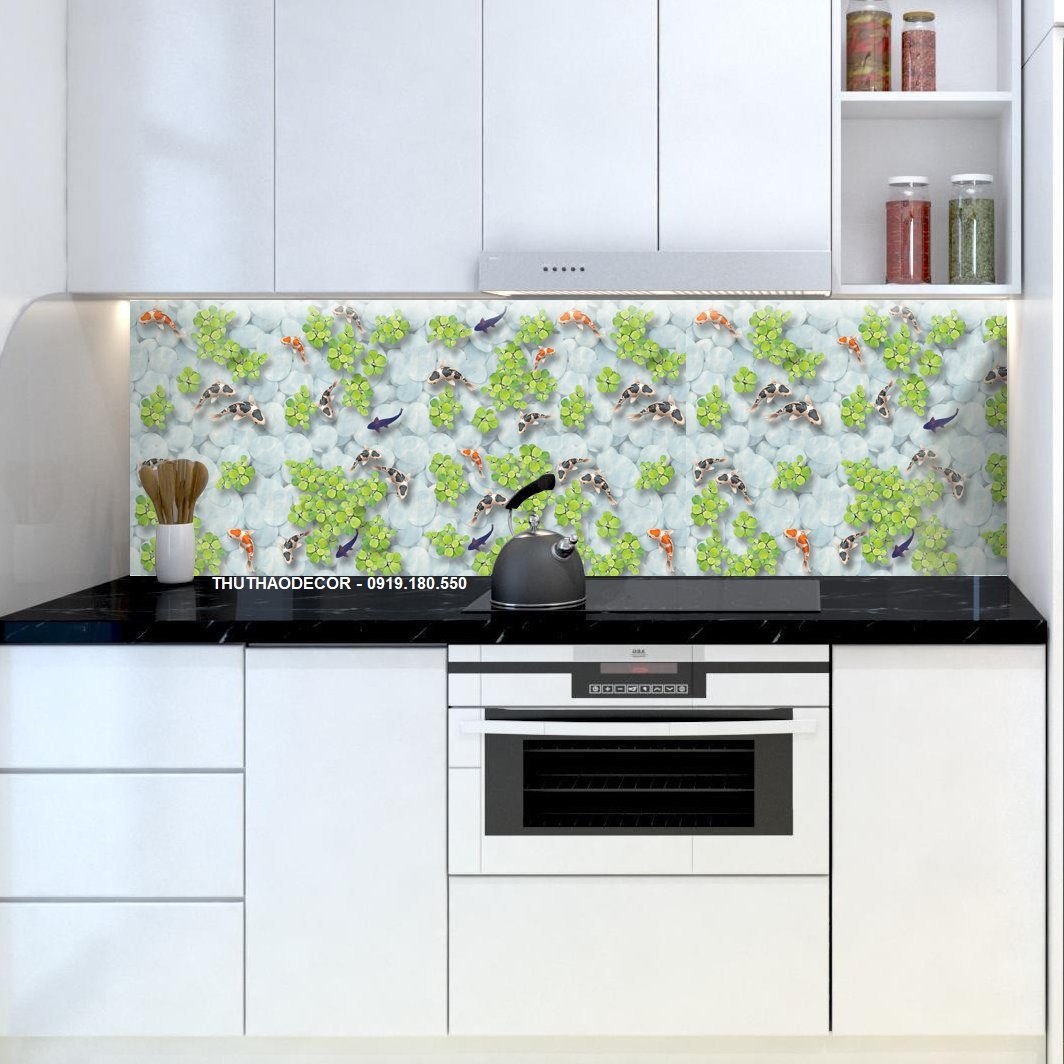 Decal dán bếp cá koi khổ 60x120cm - thuthaodecor