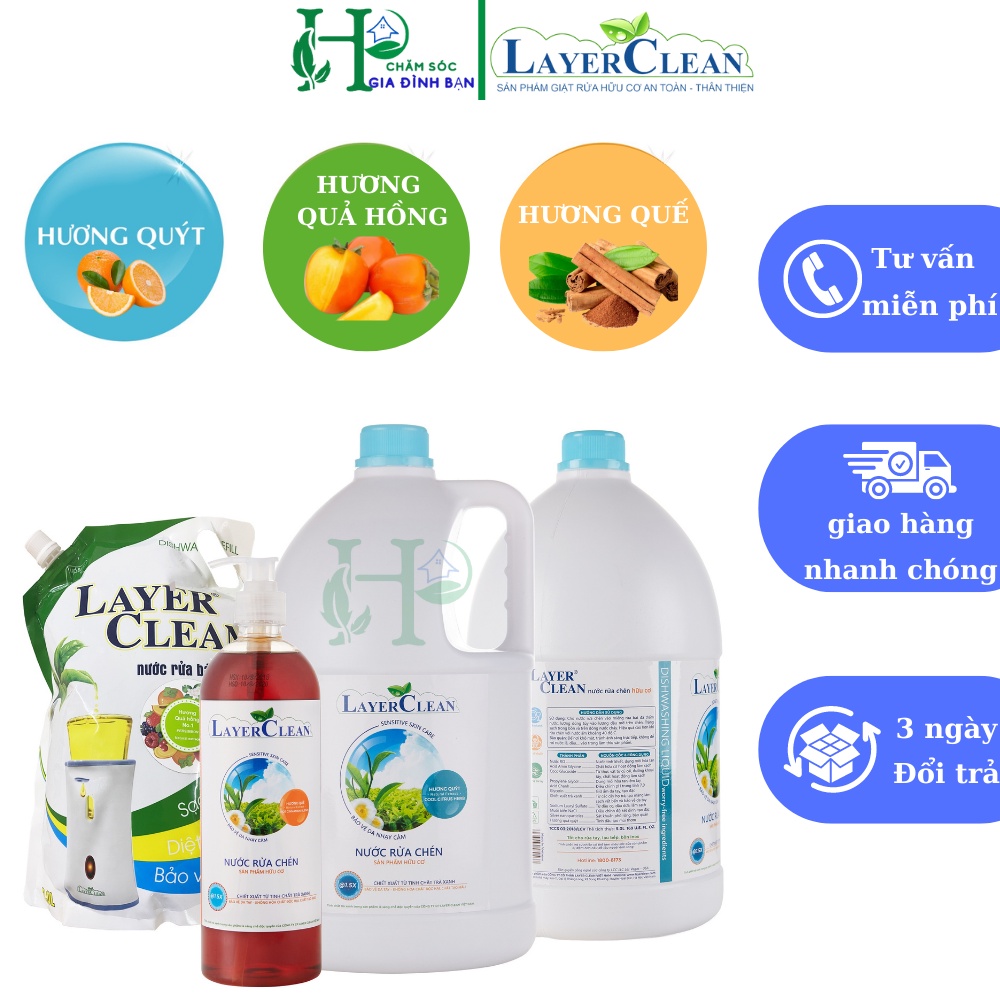 Nước rửa chén bát hữu cơ Layer Clean hương quế -Nước rửa chén bát hữu cơ Layer Clean hương hồng - Nước rửa chén bát hữu cơ Layer Clean hương quýt - Gian hàng chính hãng