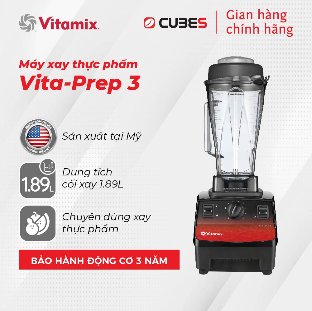 Máy xay sinh tố công nghiệp Vitamix Vita-Prep 3 - 1500W - Nhập khẩu chính hãng từ Mỹ - Bảo hành 12 tháng