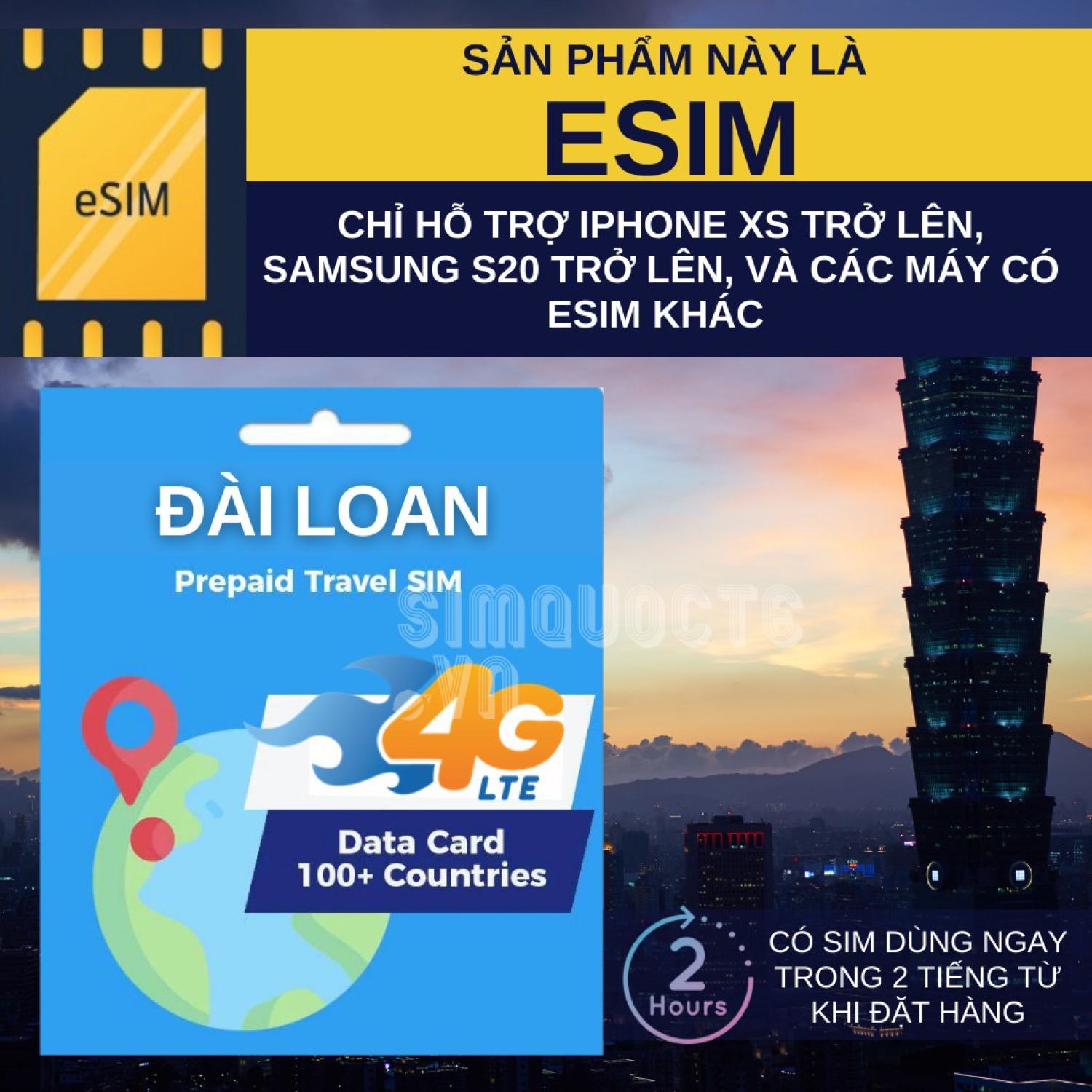 Thẻ vào mạng 4G[Esim] Sim du lịch 4G Đài Loan tiện dụng tiết kiệm có nhiều gói cước
