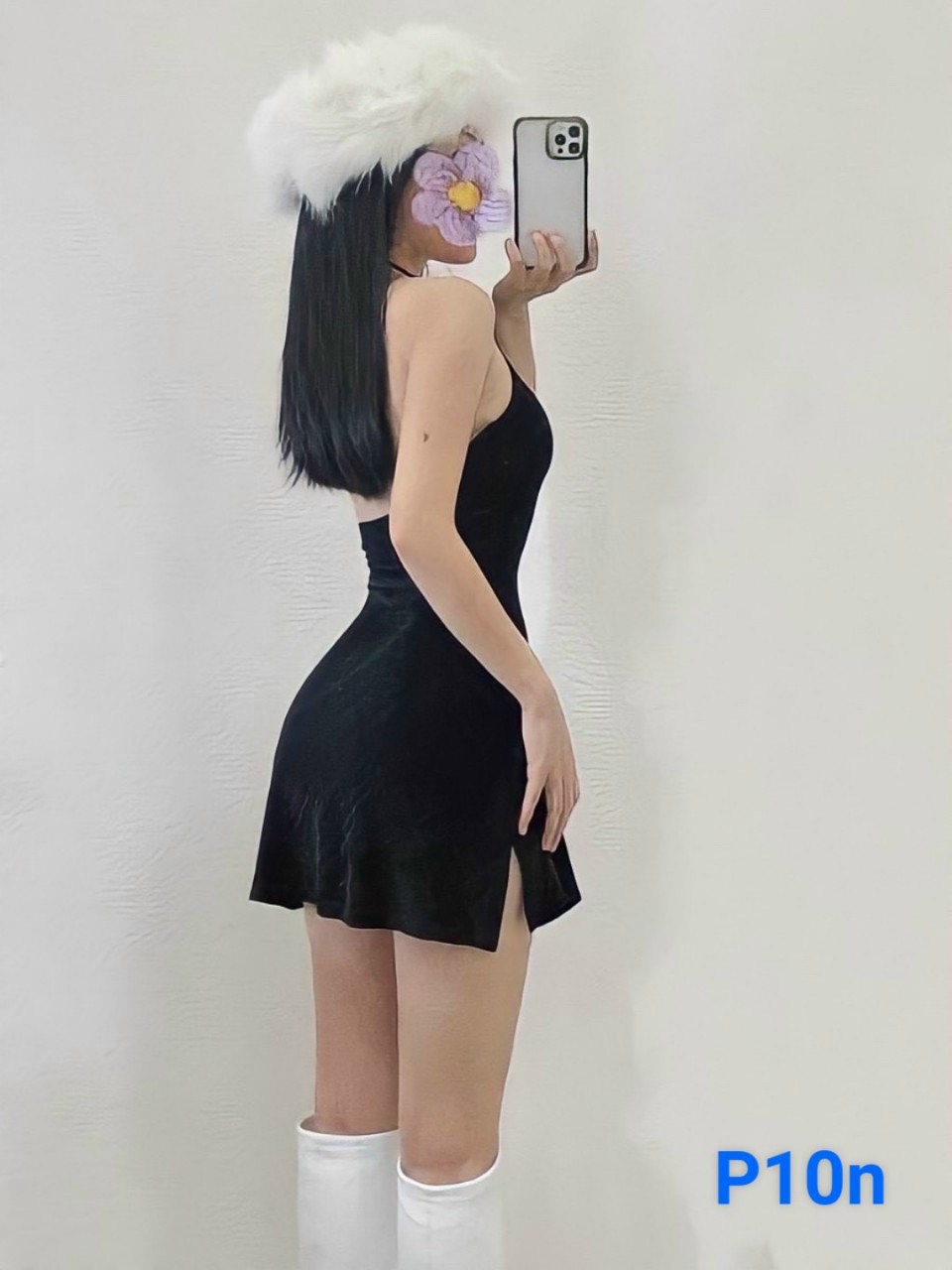 Đầm thun gân len kiểu yếm sexy, vải co dãn mạnh ld22