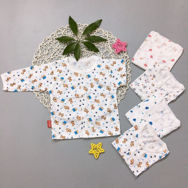 [Hoàn tiền 6%] Áo dài bình sữa cotton cho bé sơ sinh 0-8kg hàng đẹp