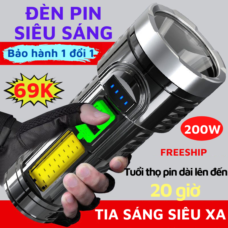 Đèn Pin Siêu Sáng Đèn Pin LED Cầm Tay Bằng Hợp Kim Siêu Bền SUN STORE