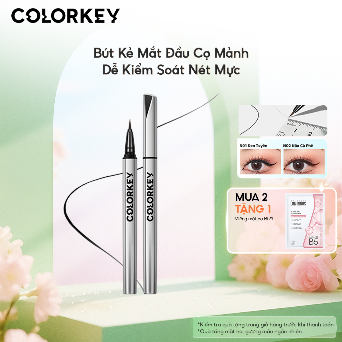 Bút Kẻ Mắt Nước COLORKEY Đầu Cọ Mảnh Không Dễ Chẻ Ngọn Dễ Kiểm Soát Nét Mực Phù Hợp Cho Cả Người Mới Bắt Đầu 0.5ml