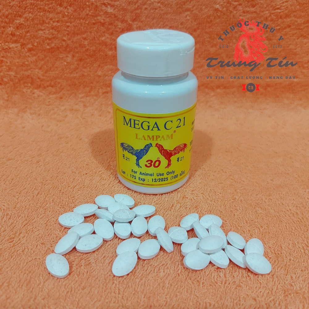 HCM - Mega c21 cao cấp lampam THÁI LAN dành cho gà tơ đá cựa sắt (lọ nguyên 100 viên)